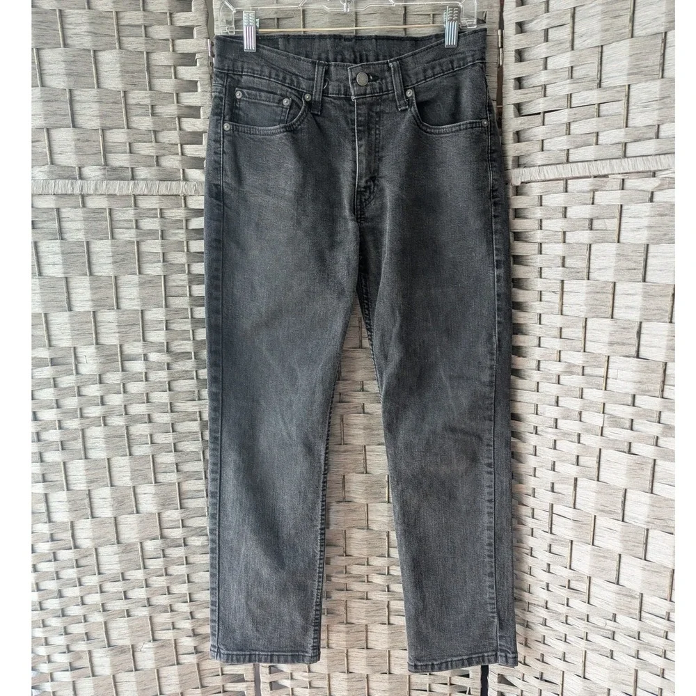 Levi's 514 Straight Fit Jeans Black Faded Denim Mens 31x30 Grunge Minimalist